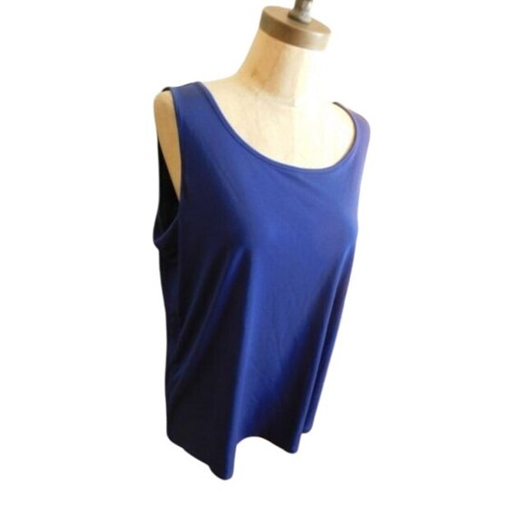 Chico's Size L Large (2) Blue Scoop Neck Tank Style Top STRETCH - Picture 2 of 2